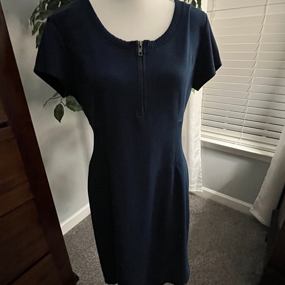 Spense Women’s Dress Dark Teal, Zip-Up at Bust,  Gathered Mid-section, Size 10 - Picture 3 of 4